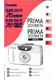 Canon SureShot 76 manual. Camera Instructions.